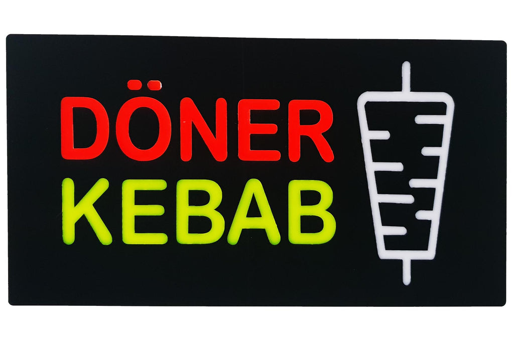 LED-Schild DÖNER KEBAB (Rot/Gelb/Weiß)