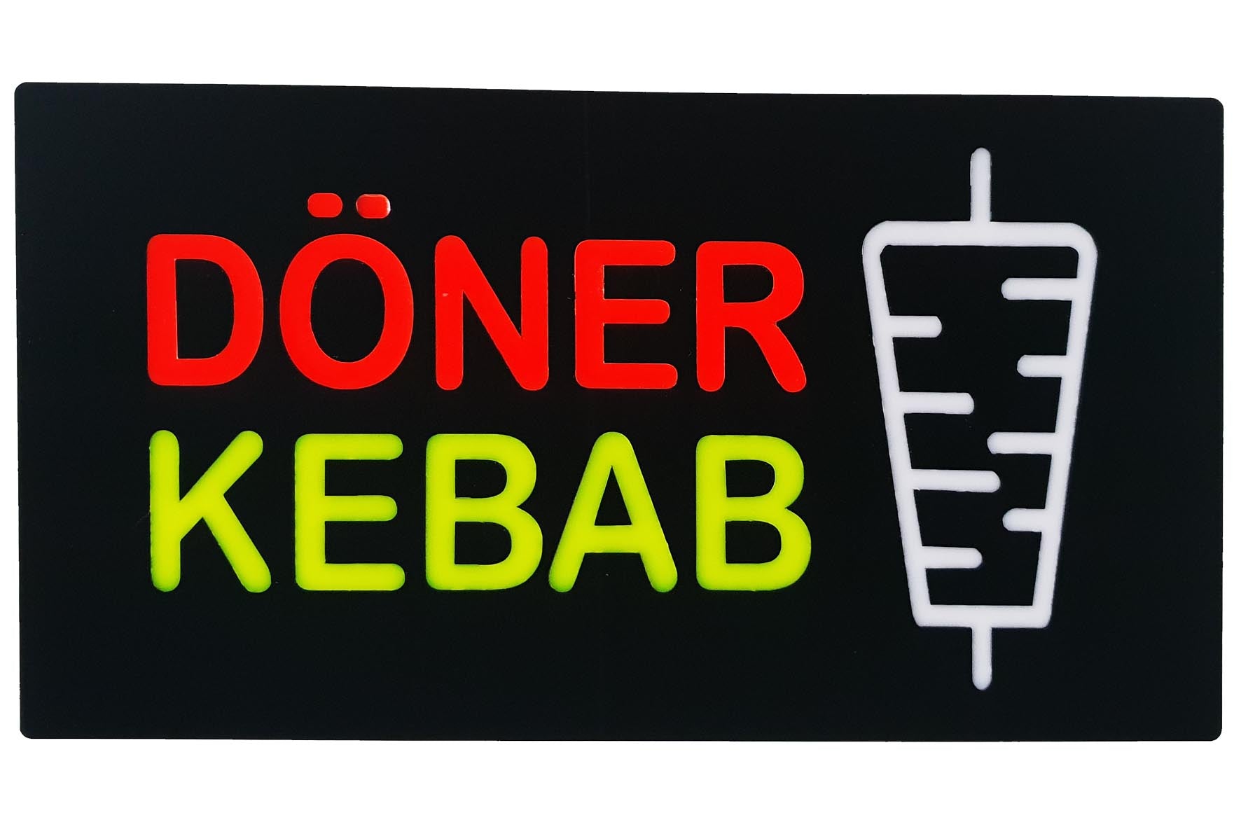 LED-Schild DÖNER KEBAB (Rot/Gelb/Weiß)