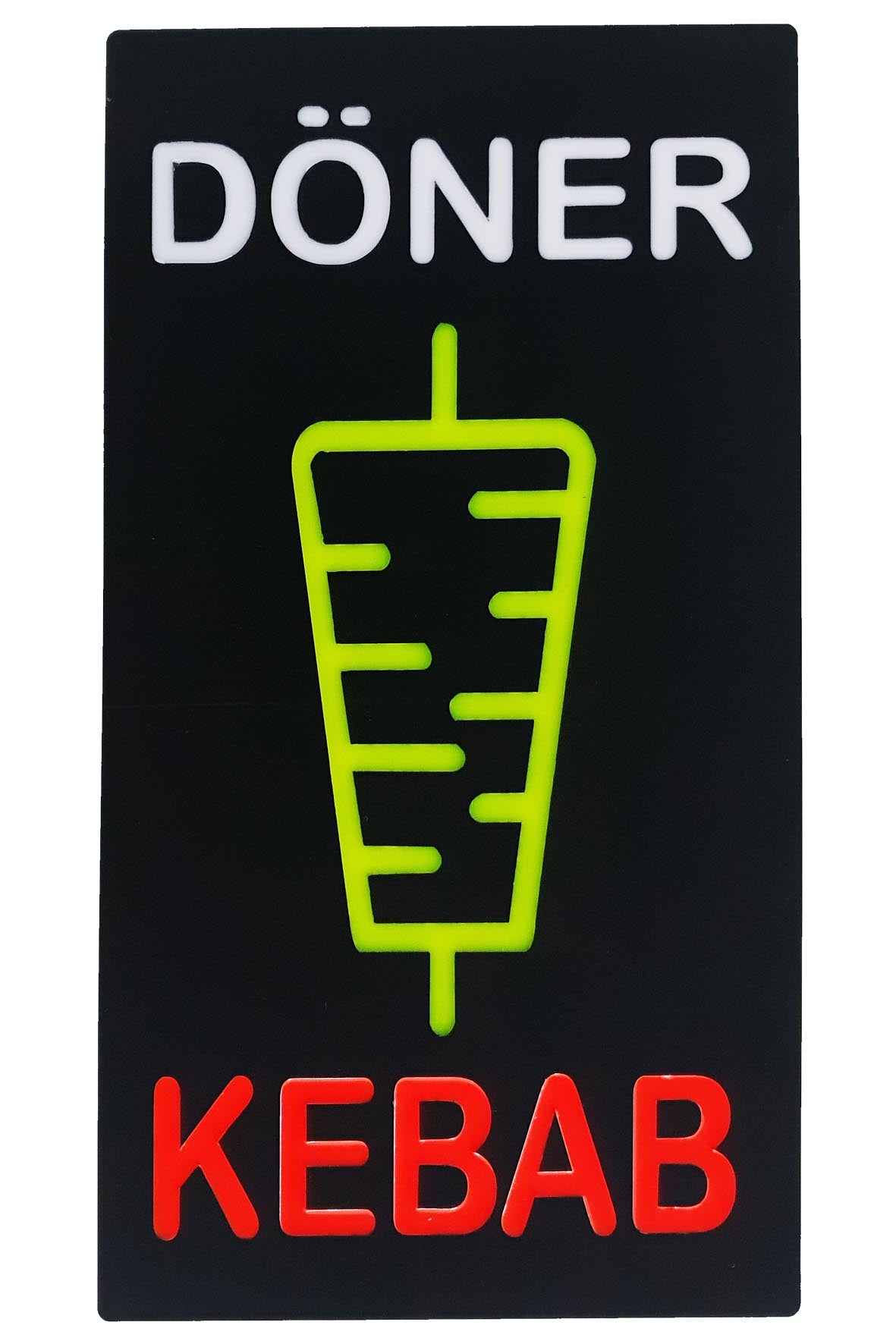 LED-Schild DÖNER KEBAB (Rot/Gelb/Weiß)