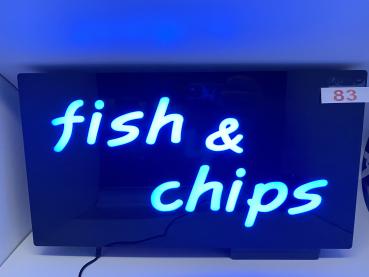 LED-Schild FISCH & CHIPS (Schwarz/Blau)