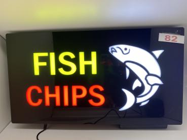LED-Schild FISH CHIPS (Rot/Gelb/Schwarz)