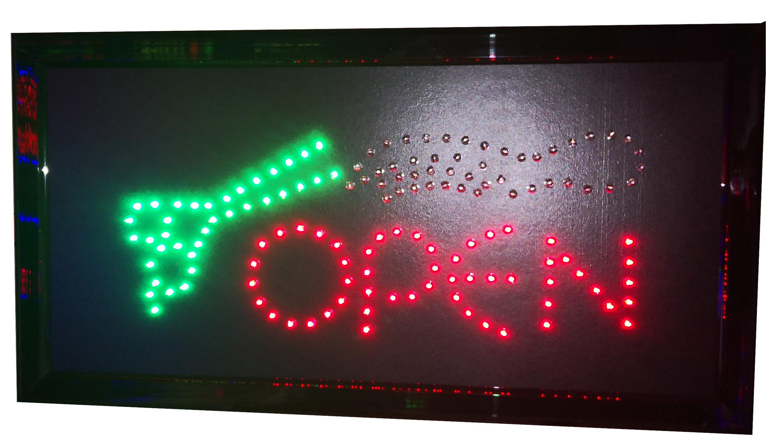 LED-Schild OPEN FRISEUR (Rot/Grün/Gelb)
