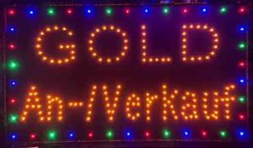 LED-Schild GOLD AN-/VERKAUF (Rot/Blau/Gelb/Grün)