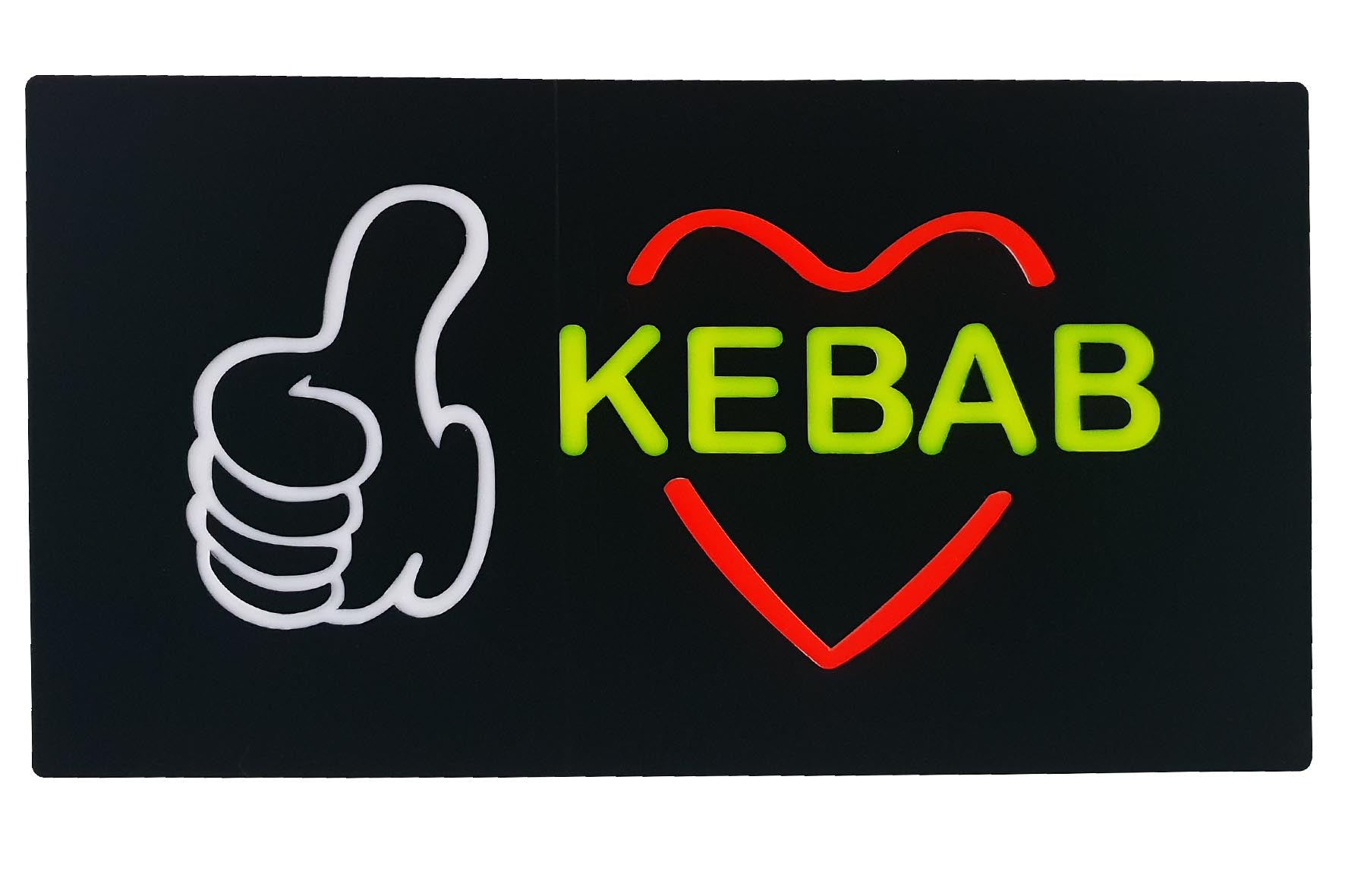 LED-Schild KEBAB (Gelb/Rot/Weiß)