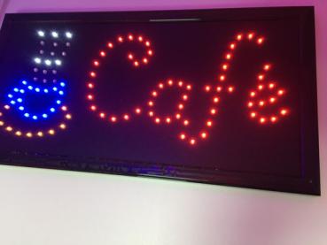 LED-Schild CAFE (Rot/Blau/Orange/Weiß)