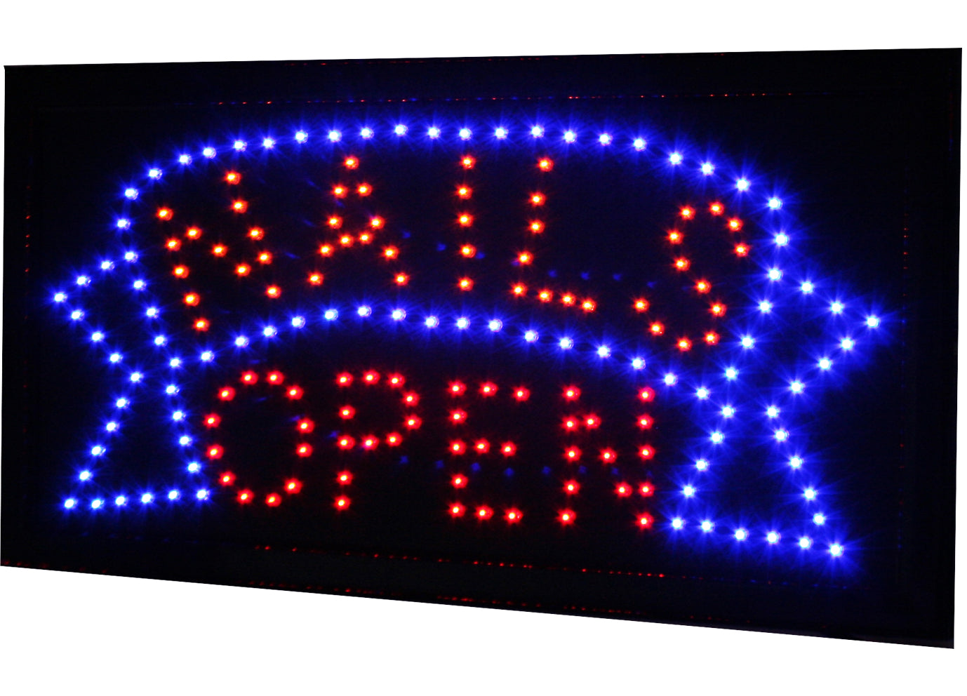 LED-Schild NAILS OPEN  (Rot/Gelb/Blau)