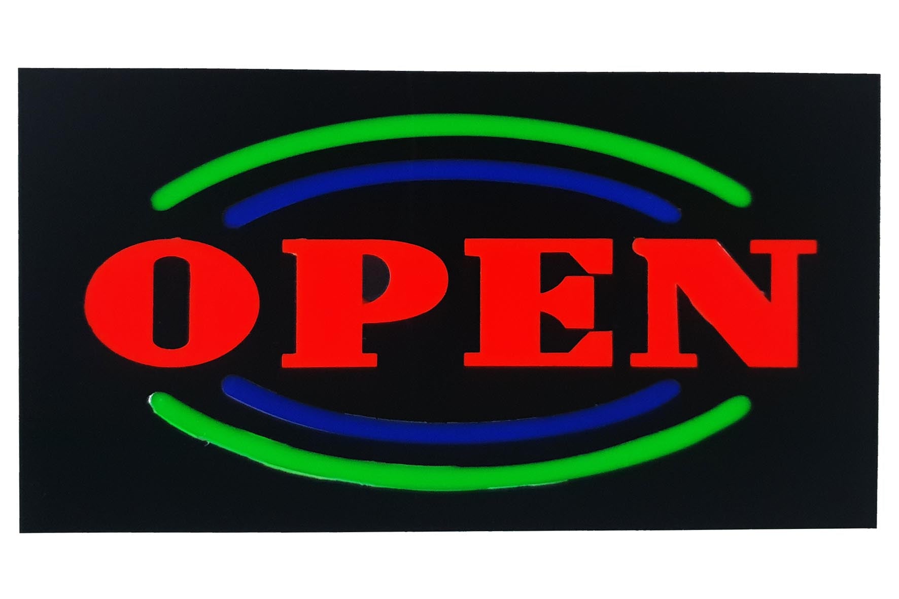 LED-Schild OPEN (Rot/Grün/Blau)
