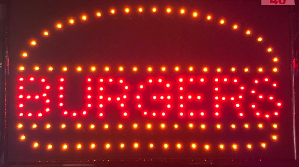 LED-Schild BURGERS (Rot/Gelb)