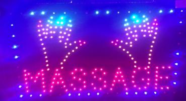 LED-Schild MASSAGE (Rot/Gelb/Blau/Grün)