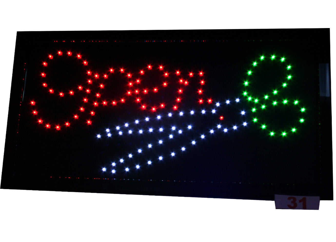 LED-Schild OPEN FRISEUR (Rot/Weiß/Grün)