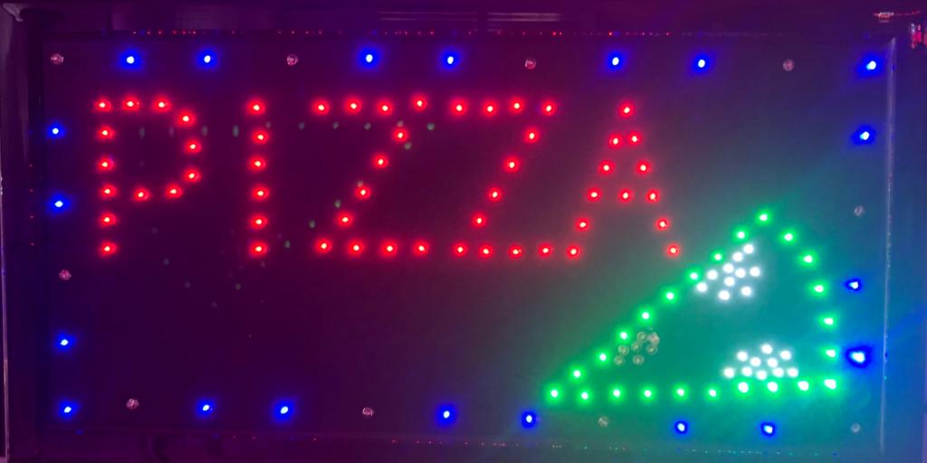 LED-Schild PIZZA (Rot/Blau/Grün/Weiß)