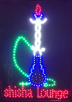 LED-Schild SHISHA LOUNGE (Rot/Blau/Grün/Weiß)