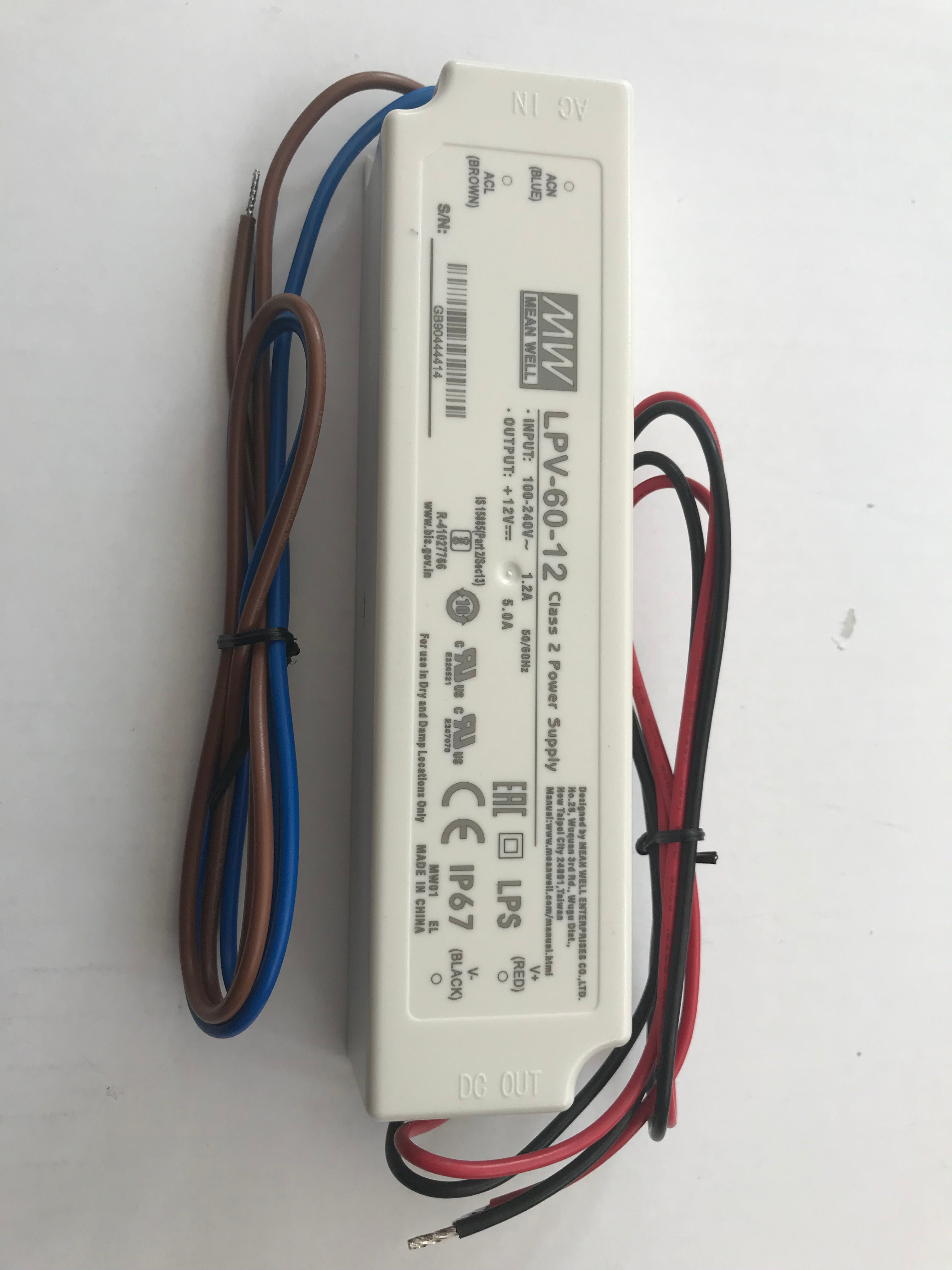 LED Trafo / Meanwell Netzteil 12V 60W (IP67)