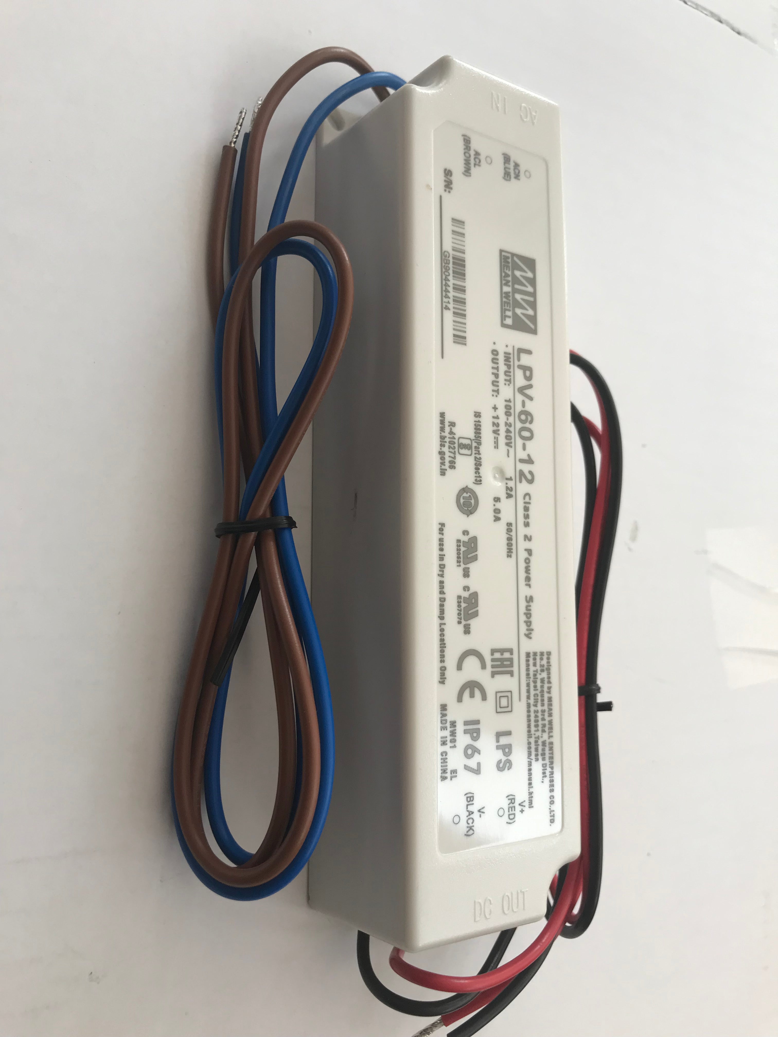 LED Trafo / Meanwell Netzteil 12V 60W (IP67)