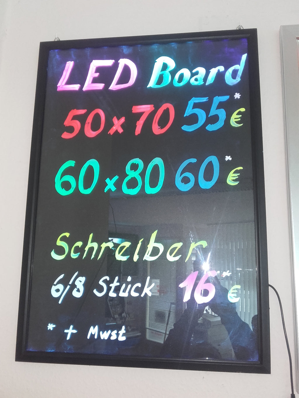 LED-Schreibtafel 60x80 cm