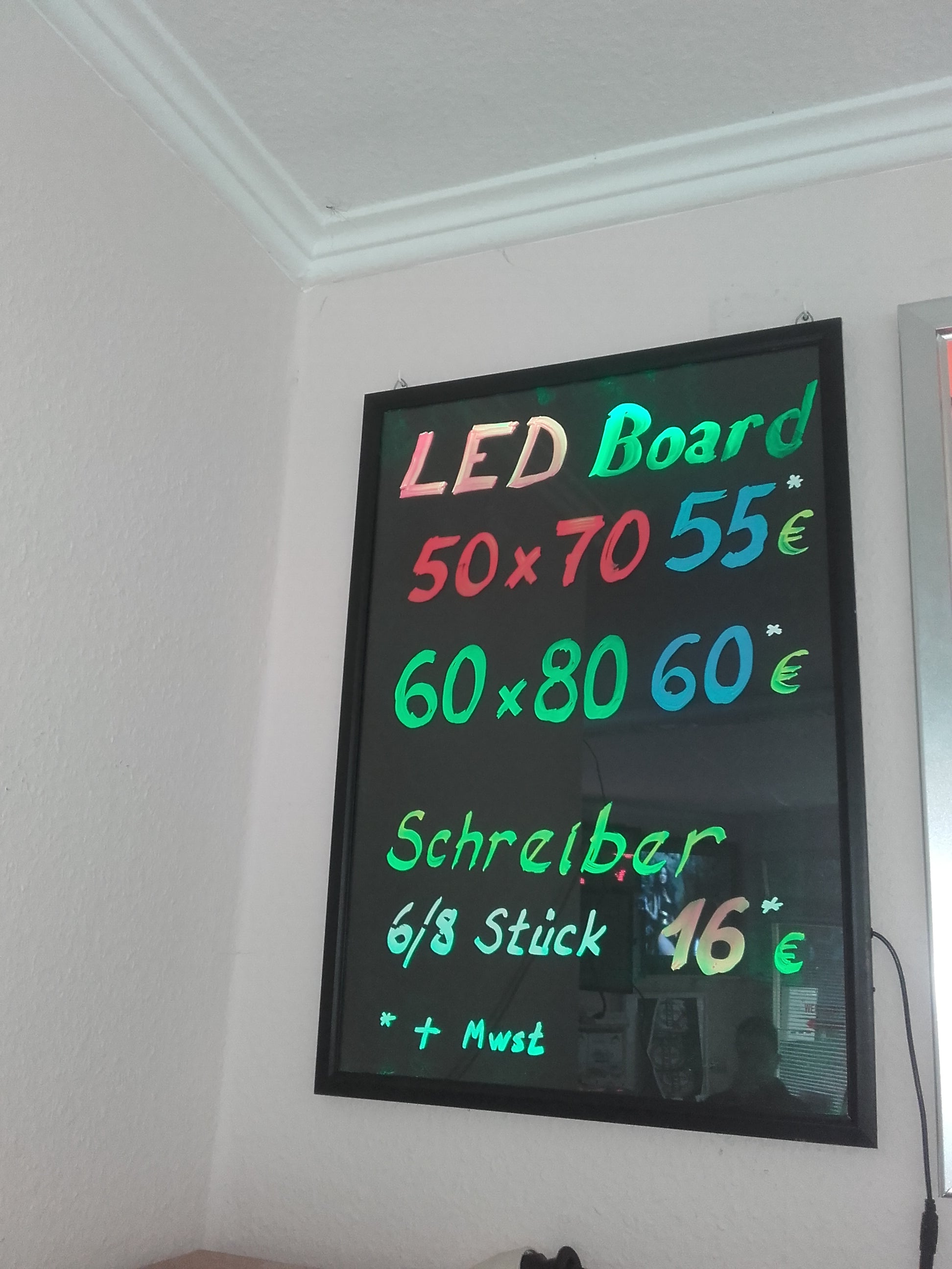 LED-Schreibtafel 50x70 cm