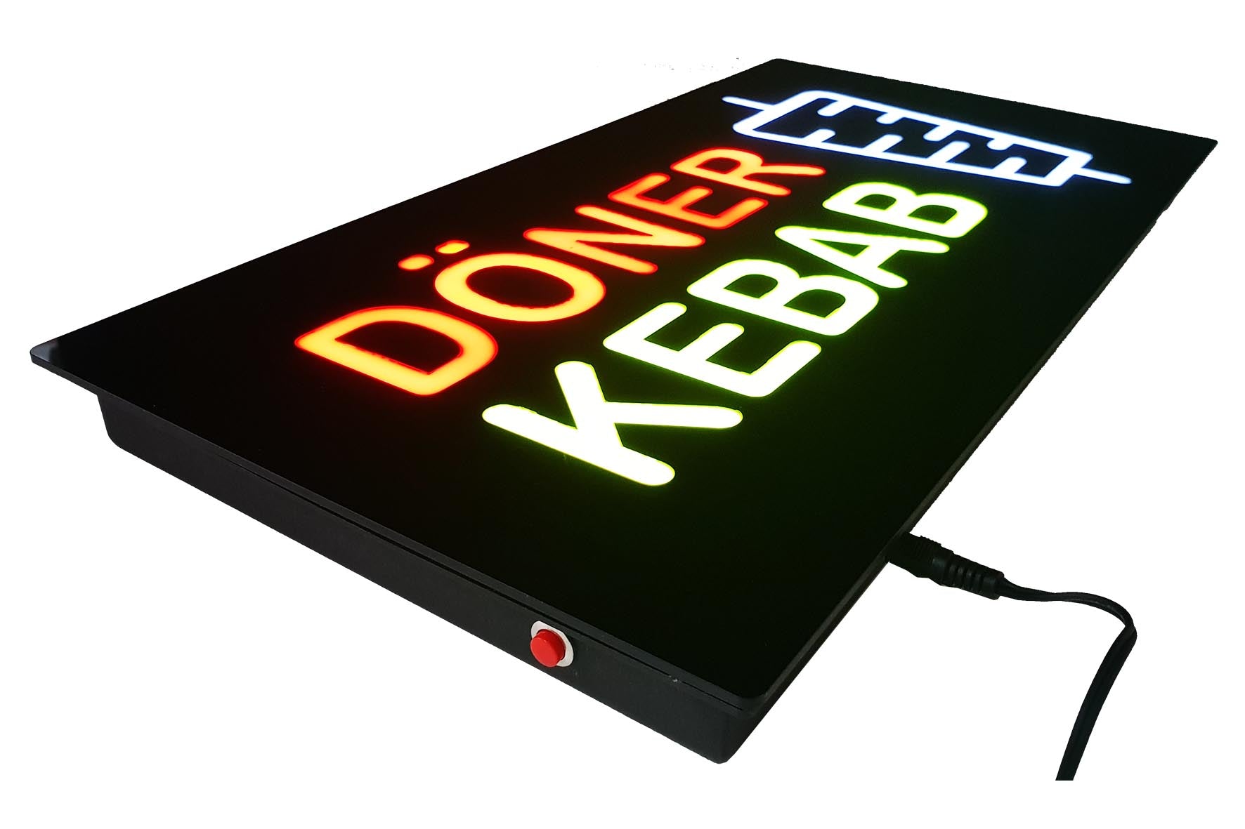 LED-Schild DÖNER KEBAB (Rot/Gelb/Weiß)