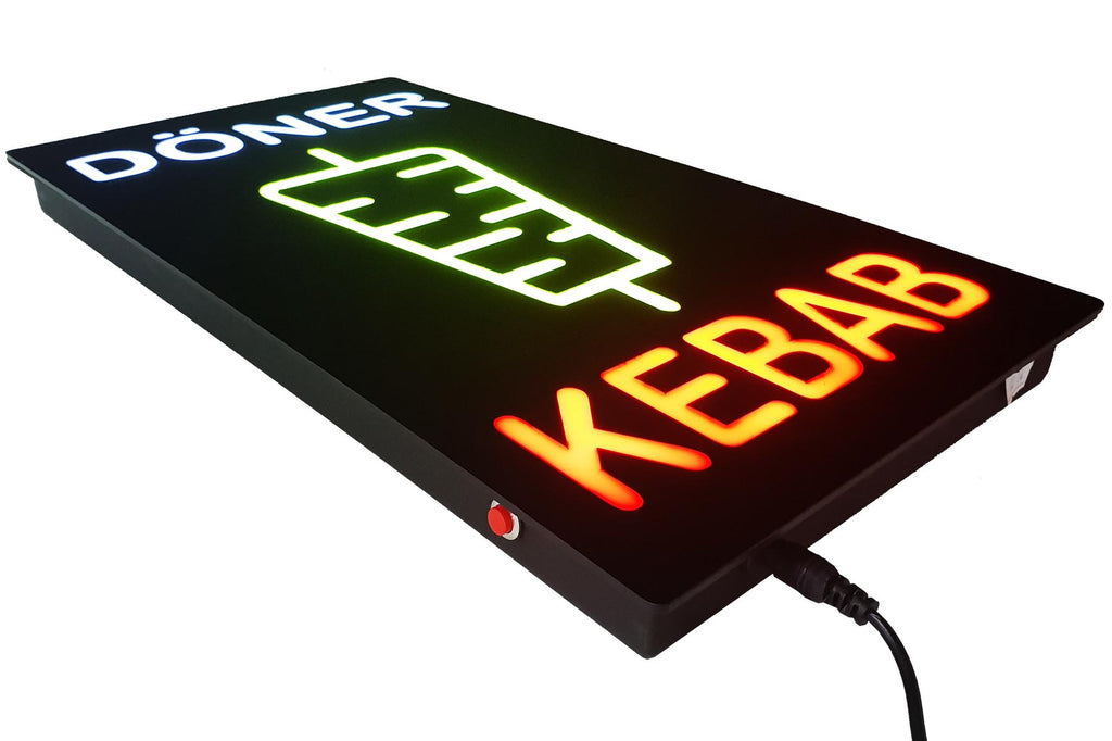 LED-Schild DÖNER KEBAB (Rot/Gelb/Weiß)
