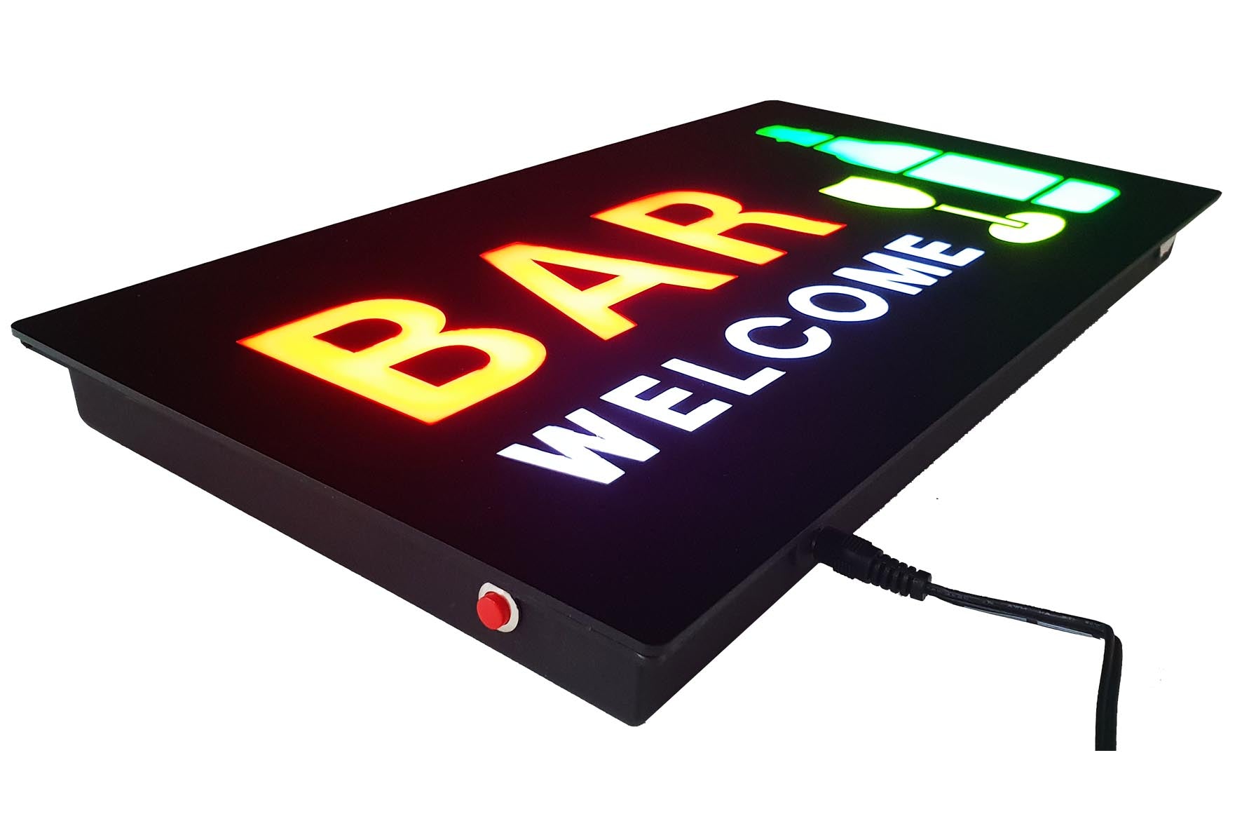 LED-Schild BAR WELCOME (Rot/Gelb/Grün/Weiß)