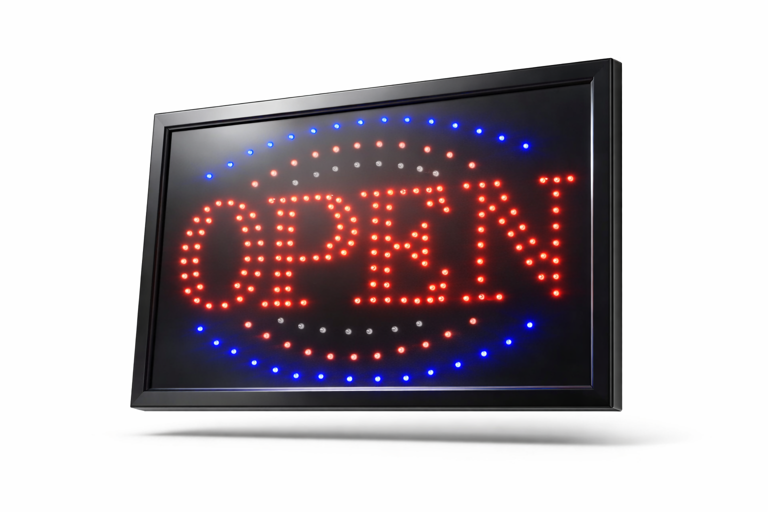 LED-Schild OPEN (Rot/Blau/Grün/Weiß)