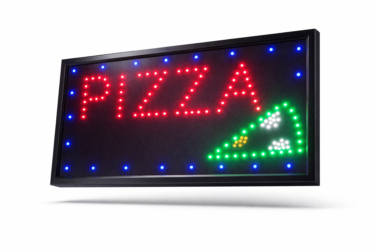 LED-Schild PIZZA (Rot/Blau/Grün/Weiß)