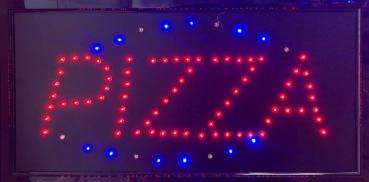 LED-Schild PIZZA (rot, blau)
