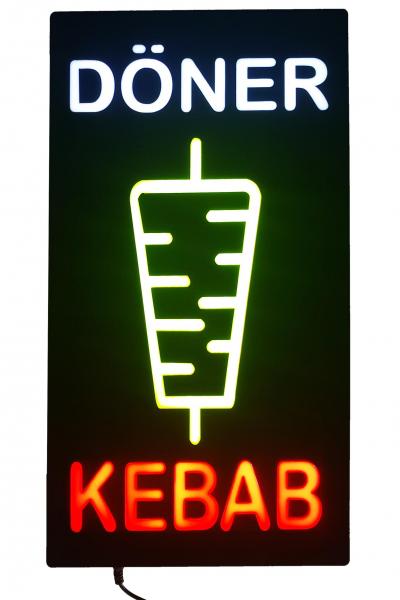 LED-Schild DÖNER KEBAB (rot, gelb, weiß)